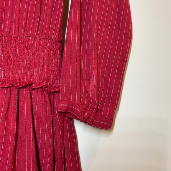 Rails Red Metallic Stripe Smocked Tiered Dress Small Festive Holiday Party - Picture 6 of 15